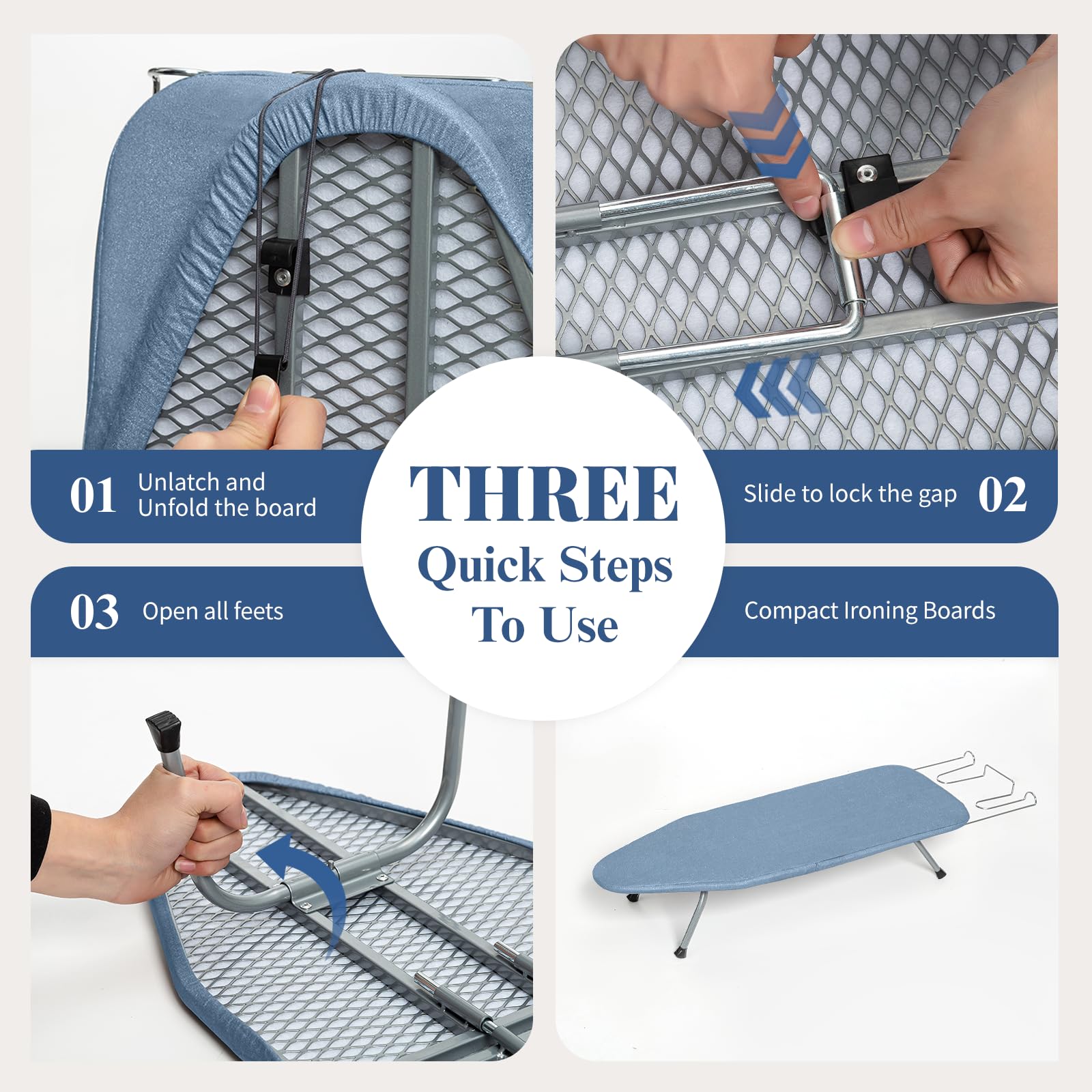 BlissBoard metal frame and non-slip feet provide stable ironing.