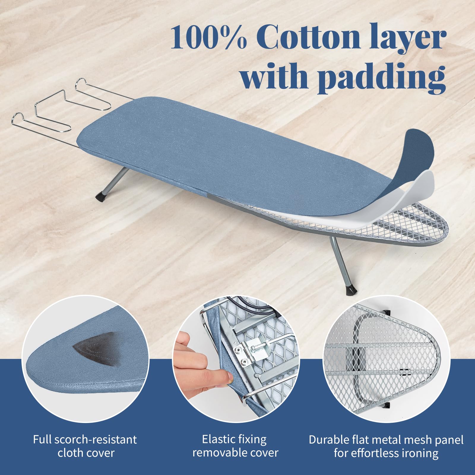 BlissBoard foldable compact ironing board folded for easy storage.