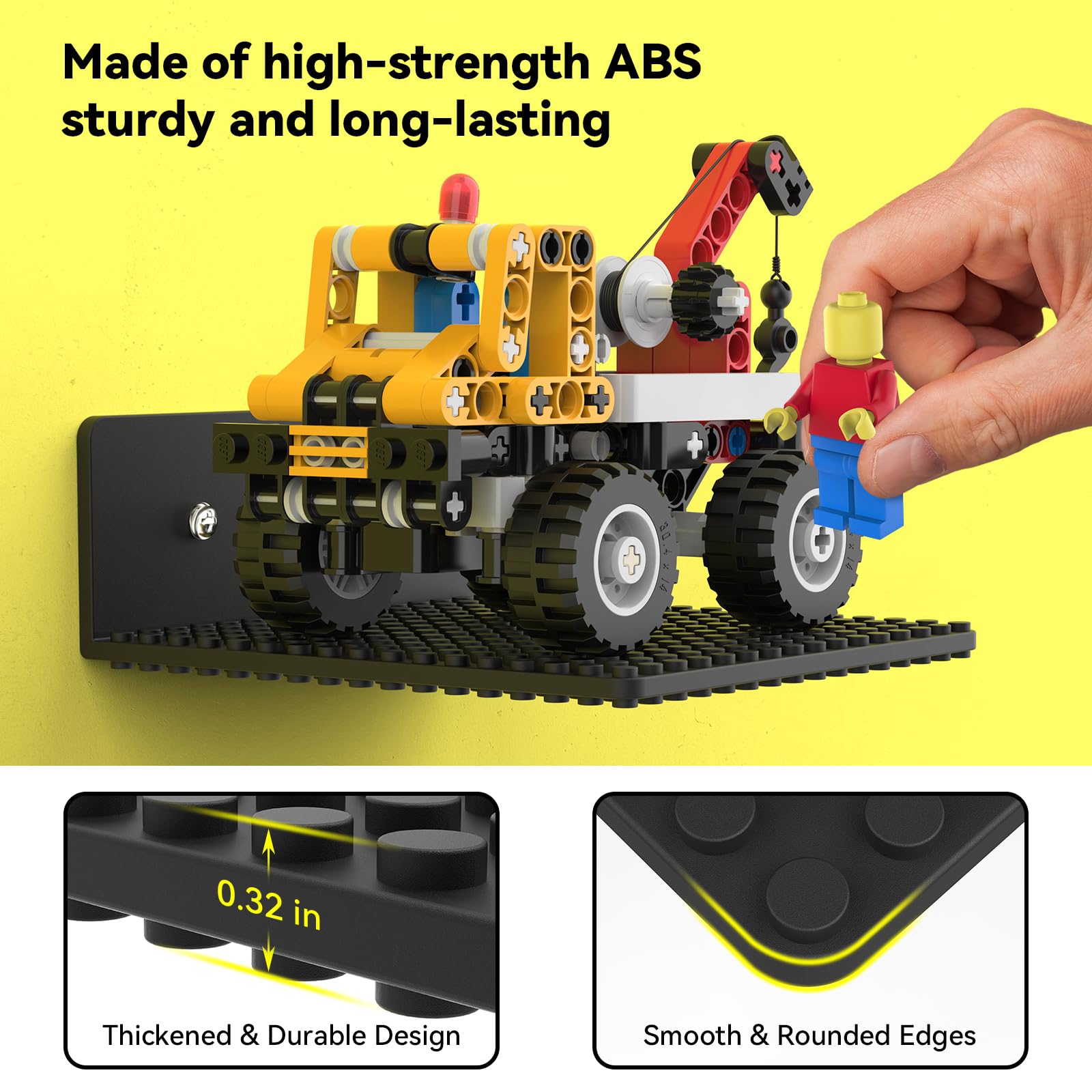 BlissBox ABS-durable brick shelf closeup showing sturdy construction for long-term display.