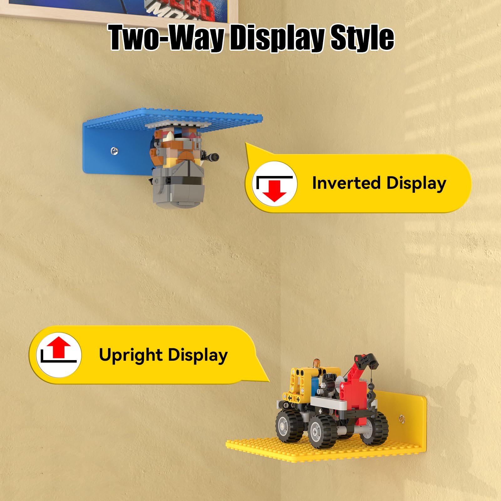 BlissBox flexible display linked shelves create larger brick showcases