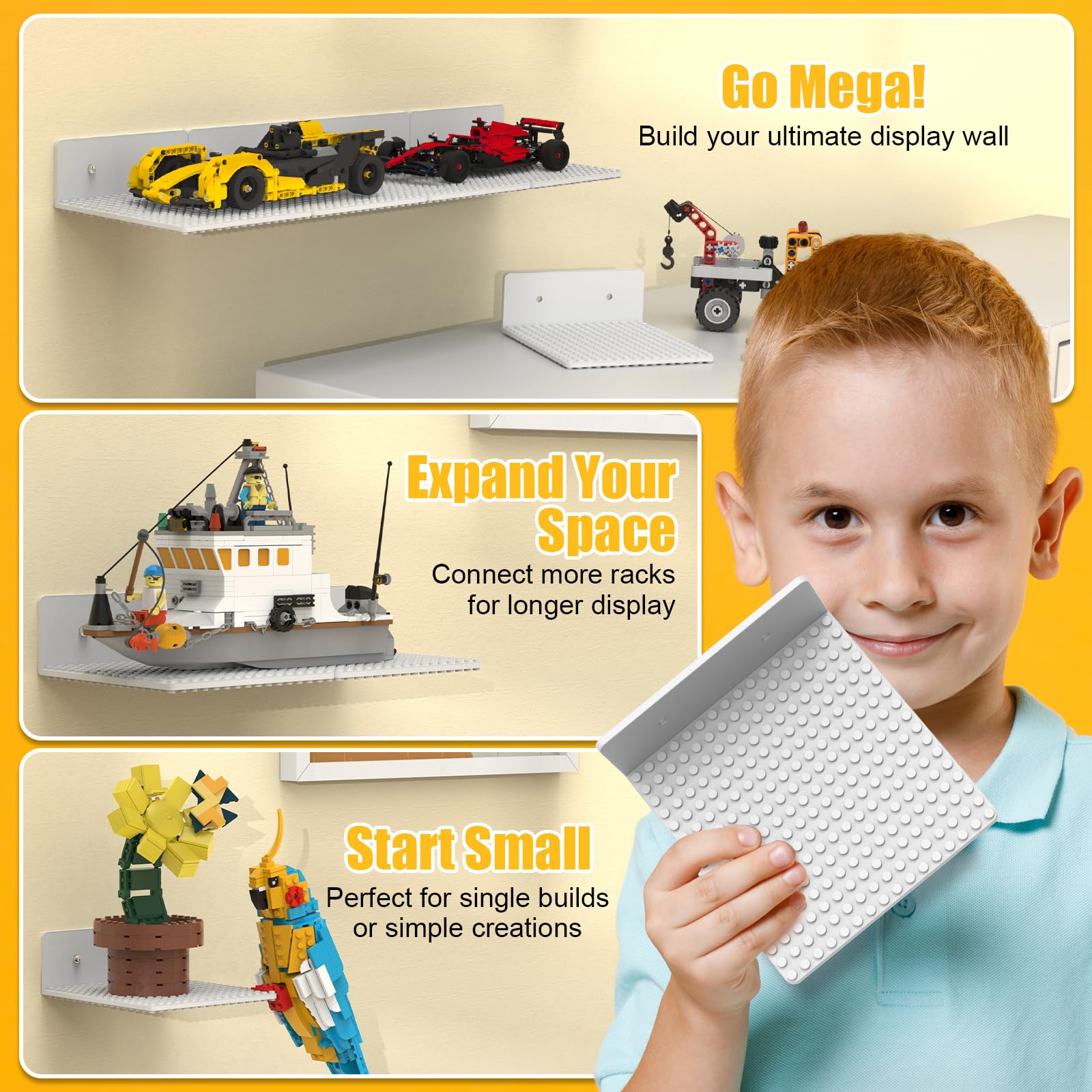 BlissBox flexible display design that links 2–3 shelves for larger showcases.