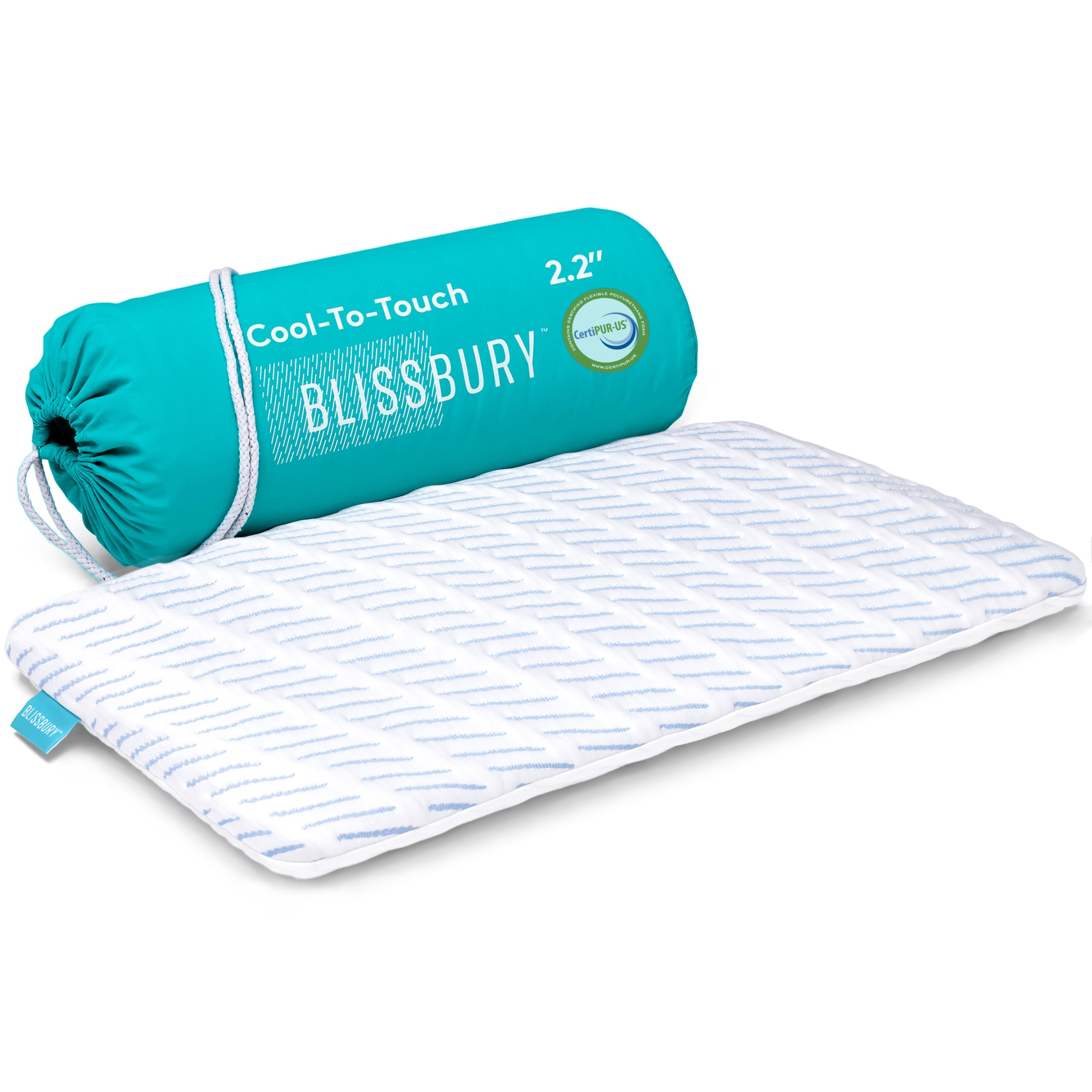 BLISSBURY flat pillow with cool-foam top view for cooling comfort