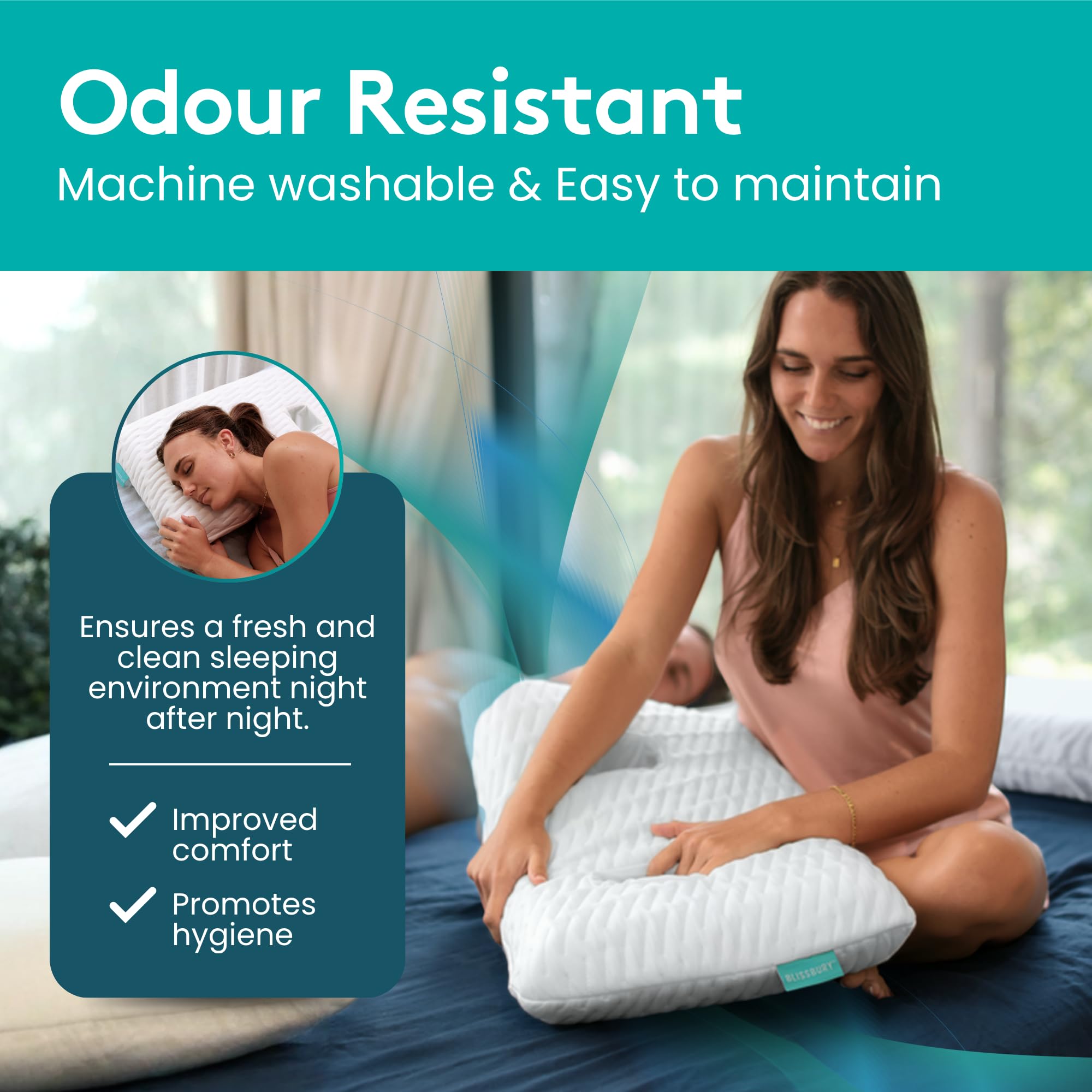 BLISSBURY Satin Pillow Case travel-friendly angle highlights portable, easy-to-pack design.