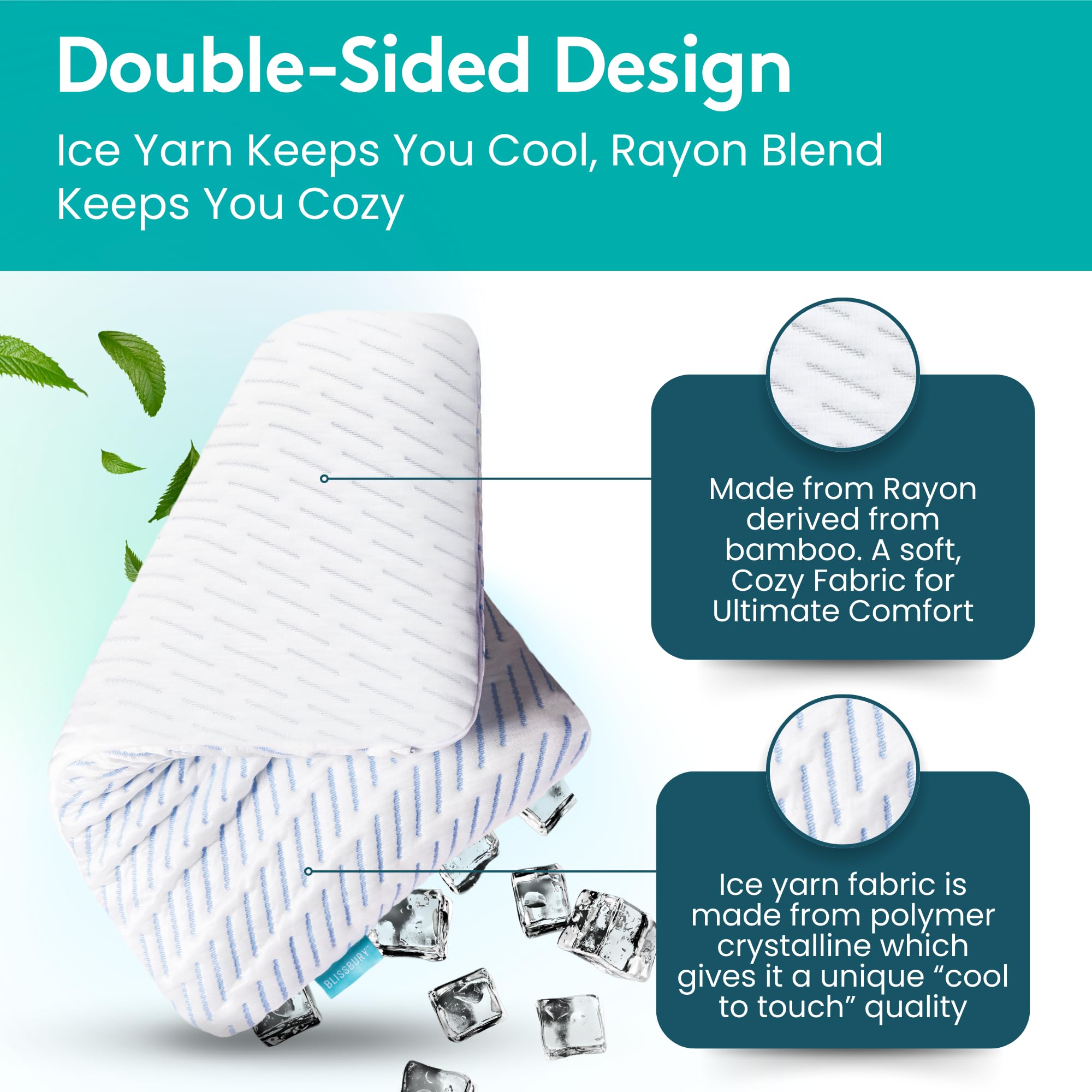 BLISSBURY stomach-sleeper thin profile pillow for tummy comfort
