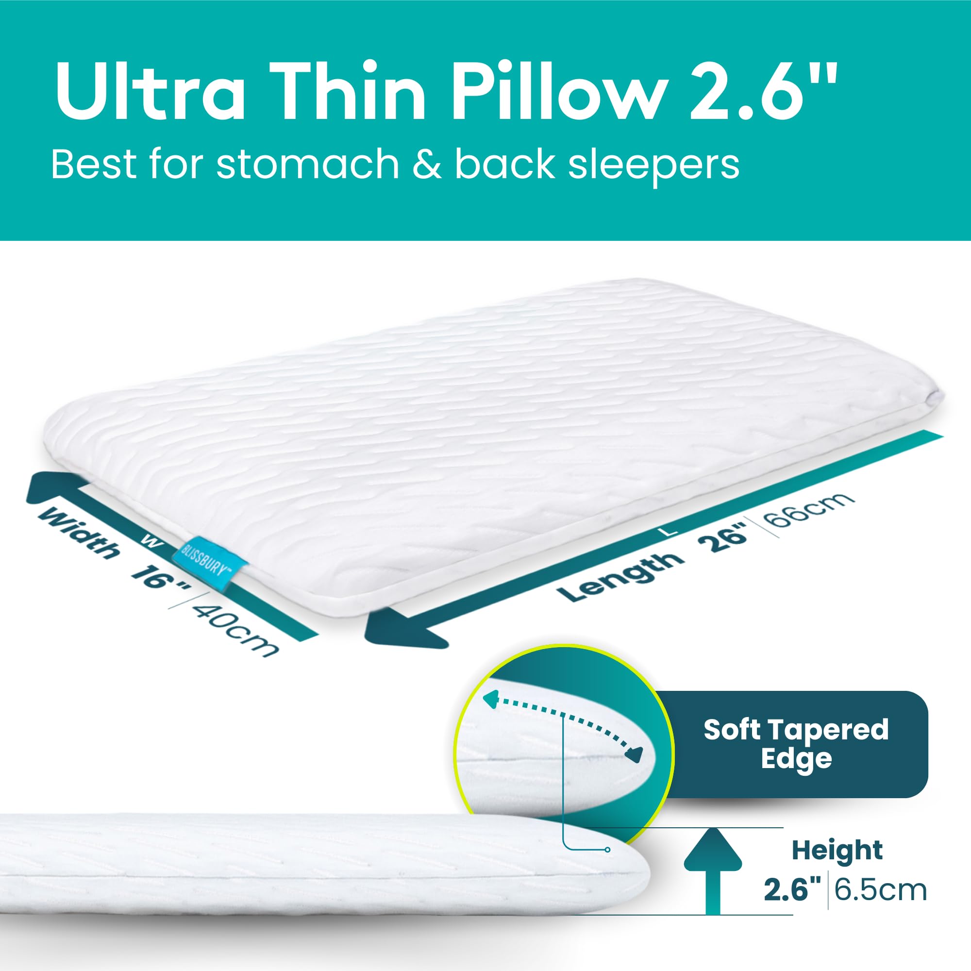 BLISSBURY ultra-thin memory foam 2.6in supports neck alignment