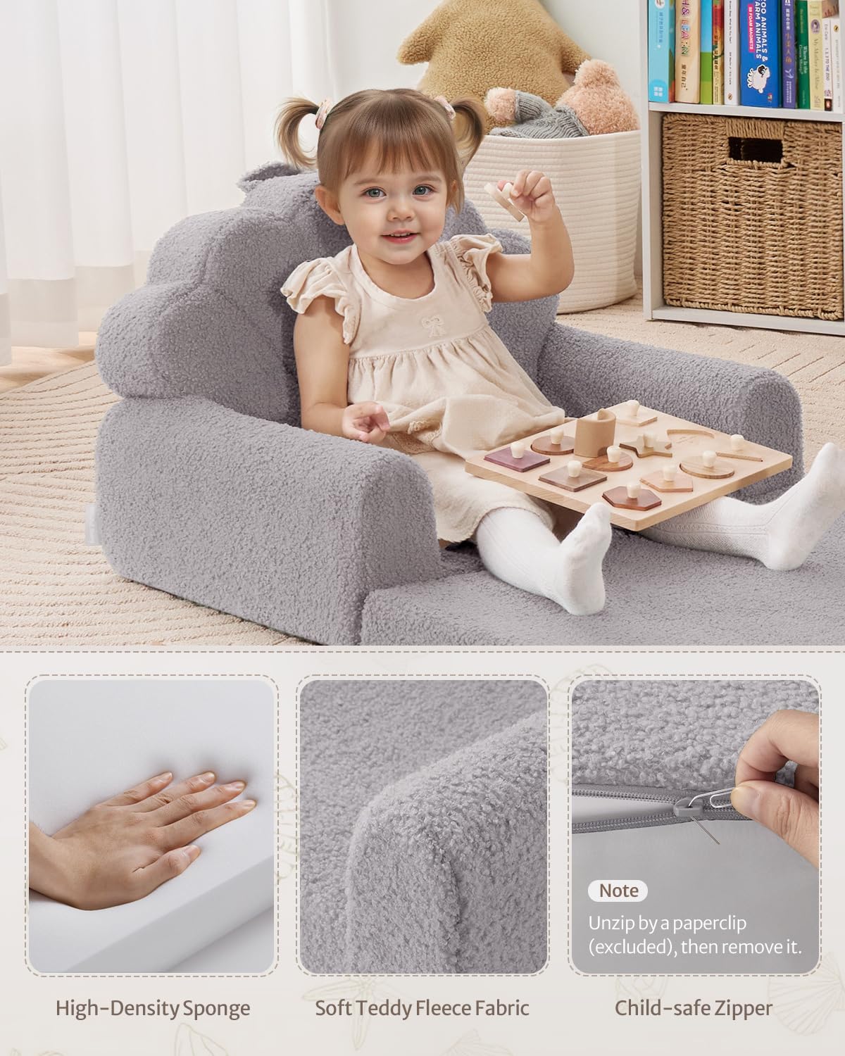 Blissful Diary foldable toddler couch cover fabric is soft, washable, and breathable