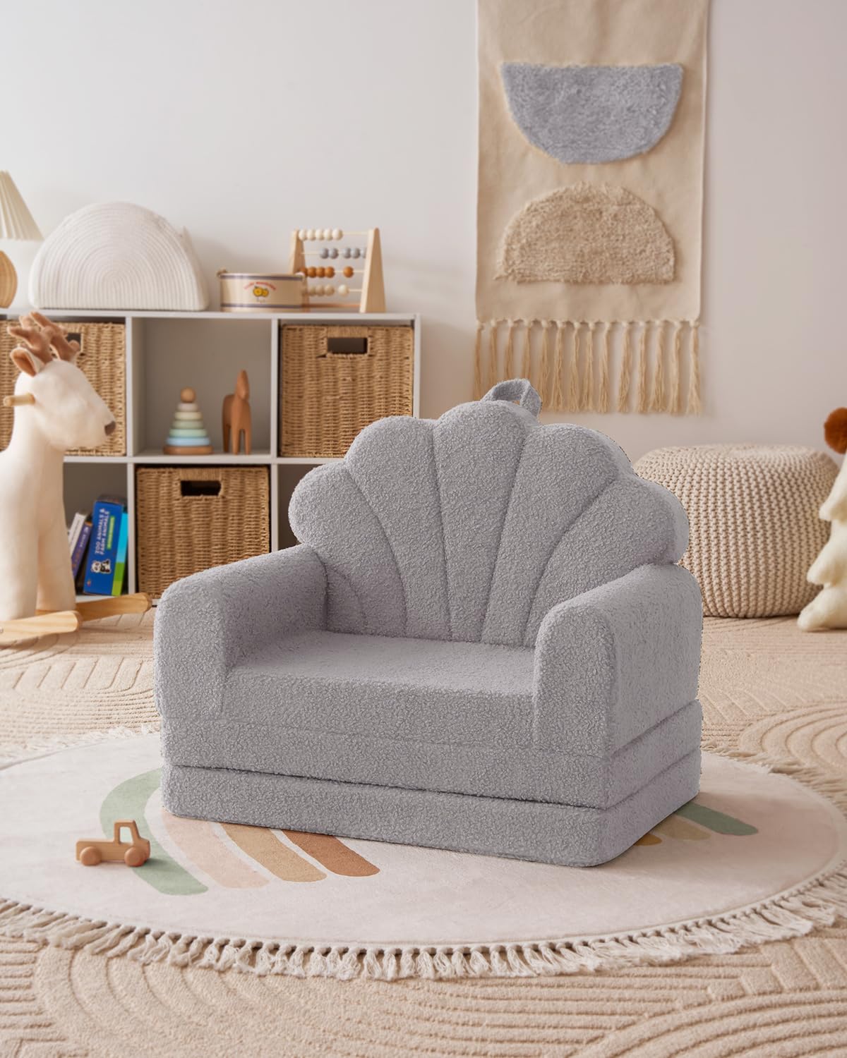 Blissful Diary foldable toddler couch in a bright playroom setup