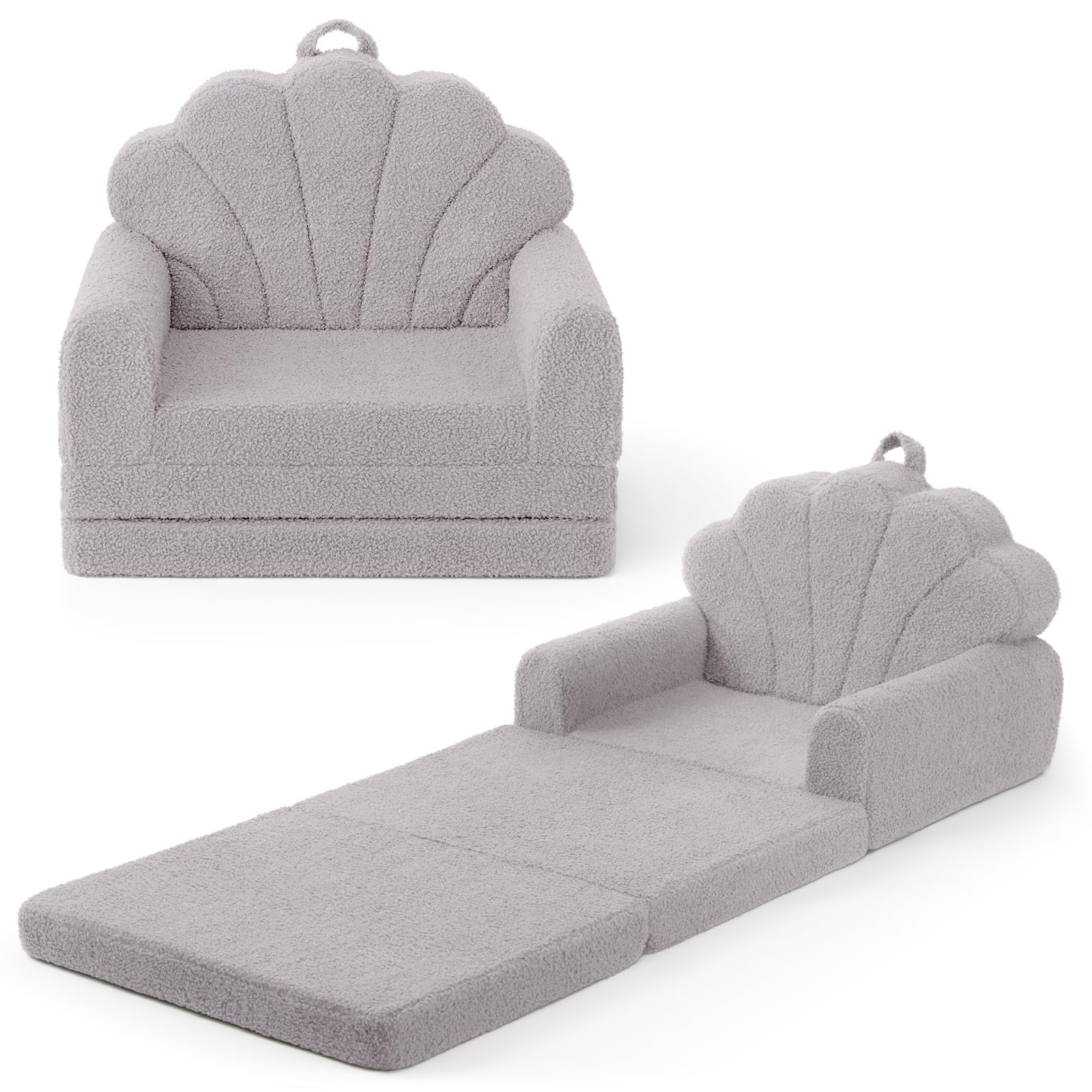 Blissful Diary foldable toddler couch, shell front view, cozy seating for playtime