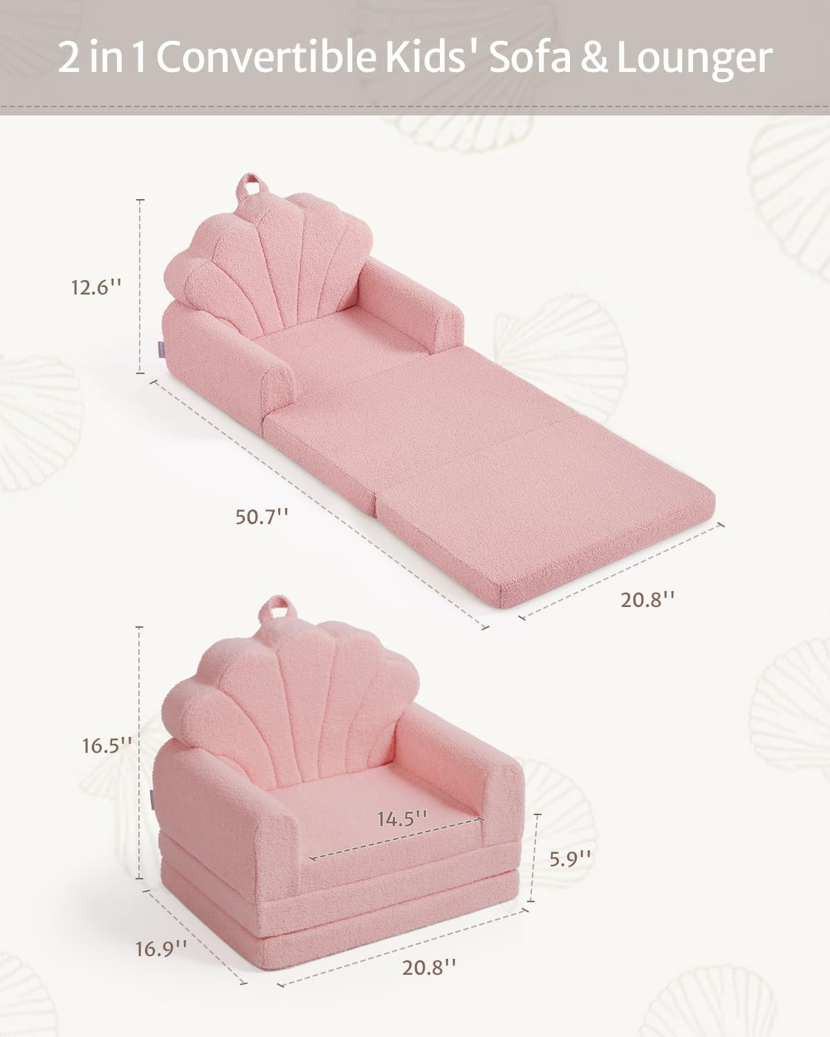 Blissful Diary Kids Couch pink shell with high-density foam supporting small bodies