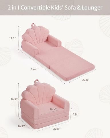 Blissful Diary Kids Couch pink shell with high-density foam supporting small bodies