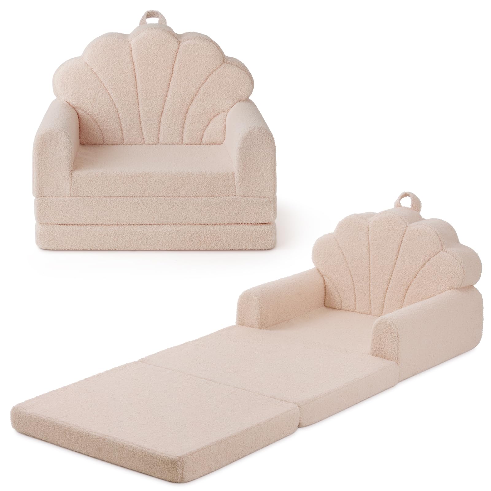 Blissful Diary seashell-design kids couch folded for cozy play and storage.