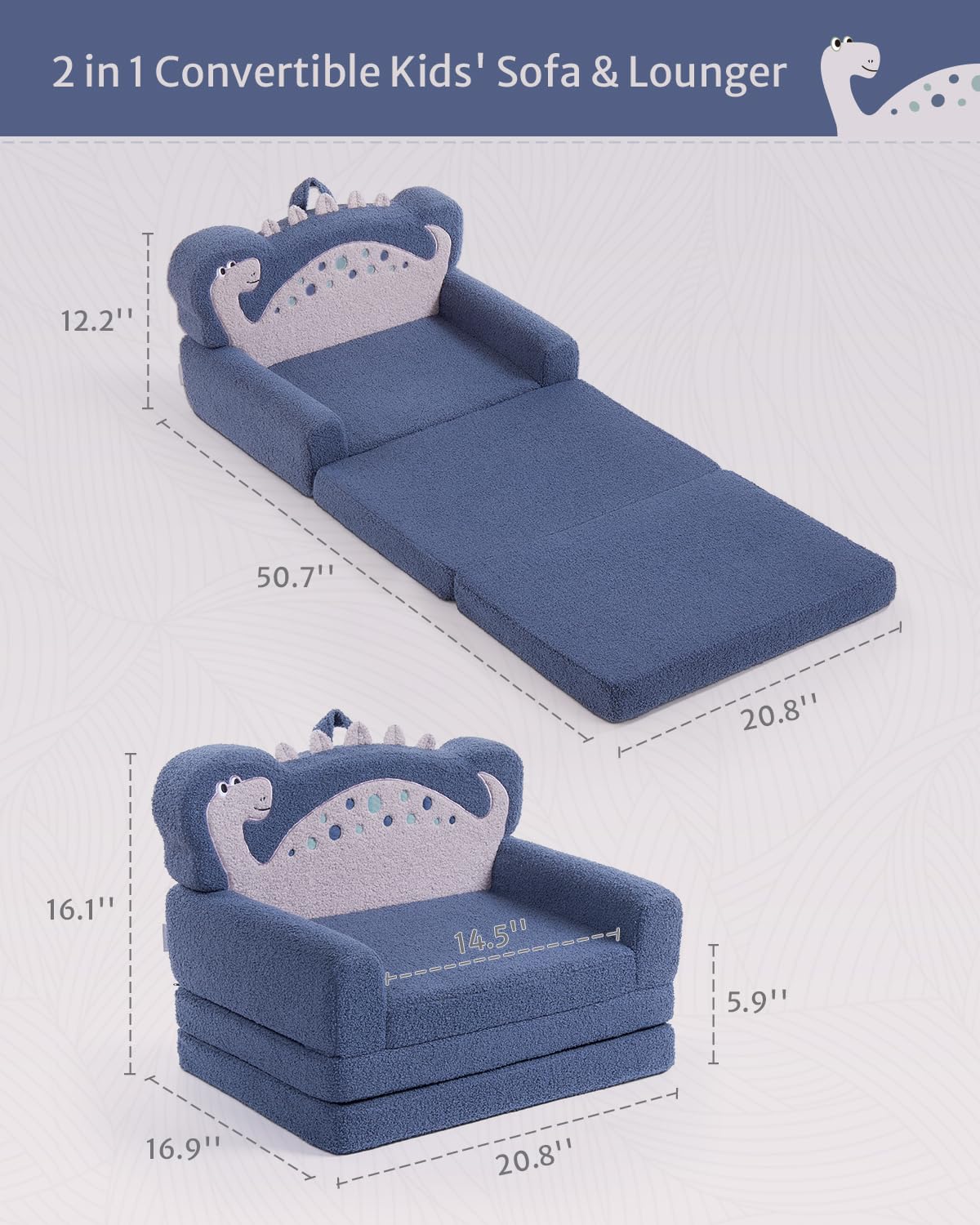 Blissful Diary Kids Couch washable teddy fleece cover for easy care.