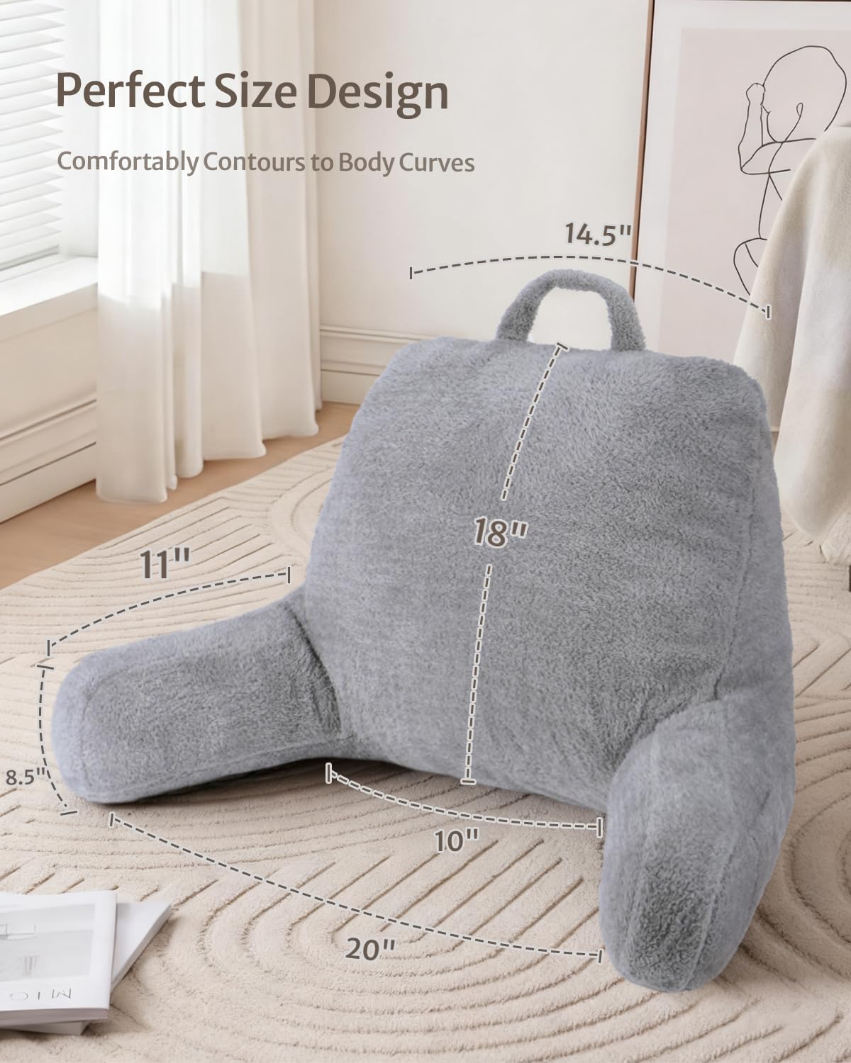 Blissful Diary shredded memory foam-filled backrest cushions the back during long reads.