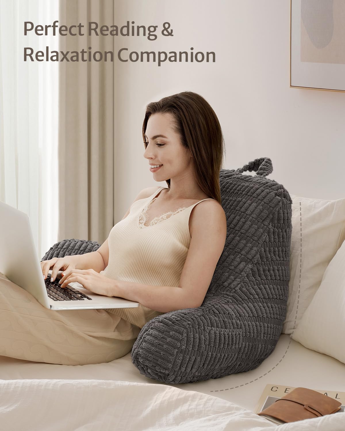 Blissful Diary reading pillow is great for bed or sofa lounging.
