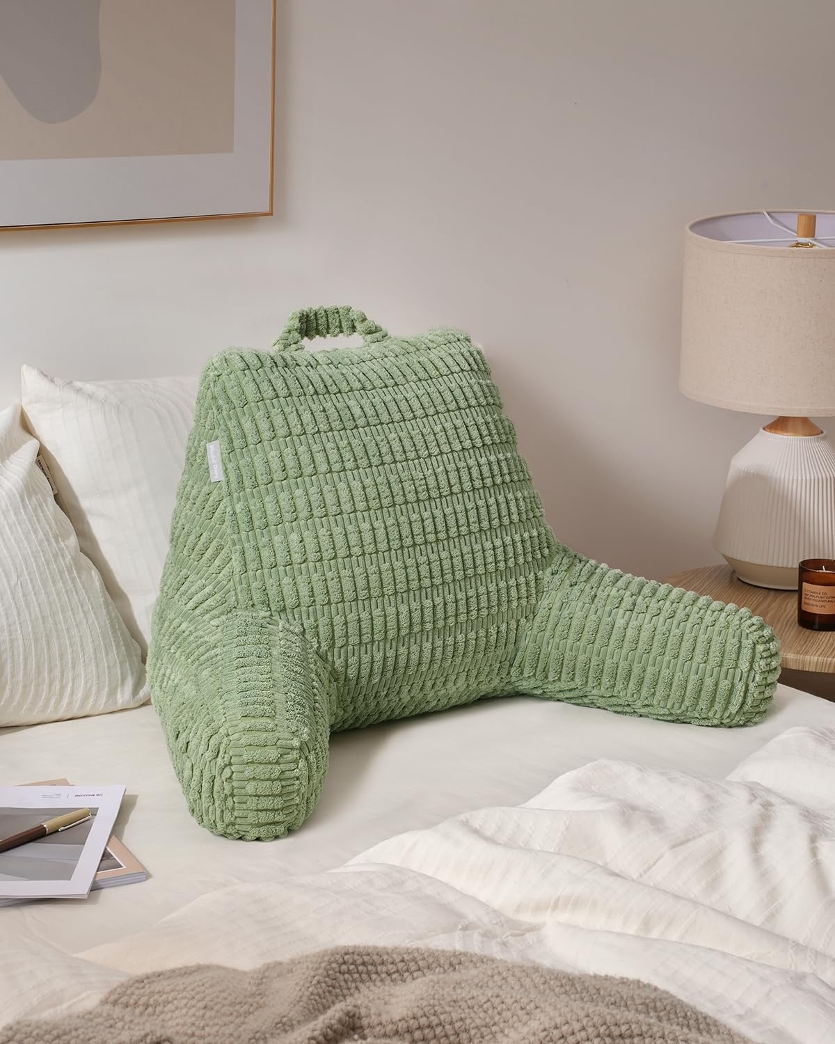 Blissful Diary Reading Pillow on couch use for cozy seating
