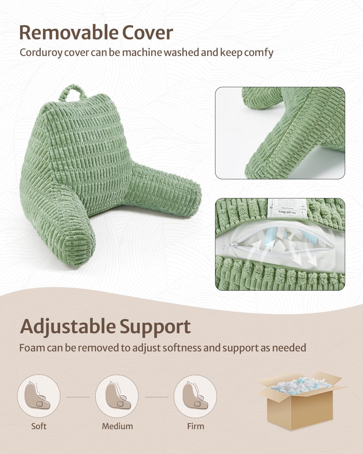 Blissful Diary reading pillow removable cover for easy cleaning.