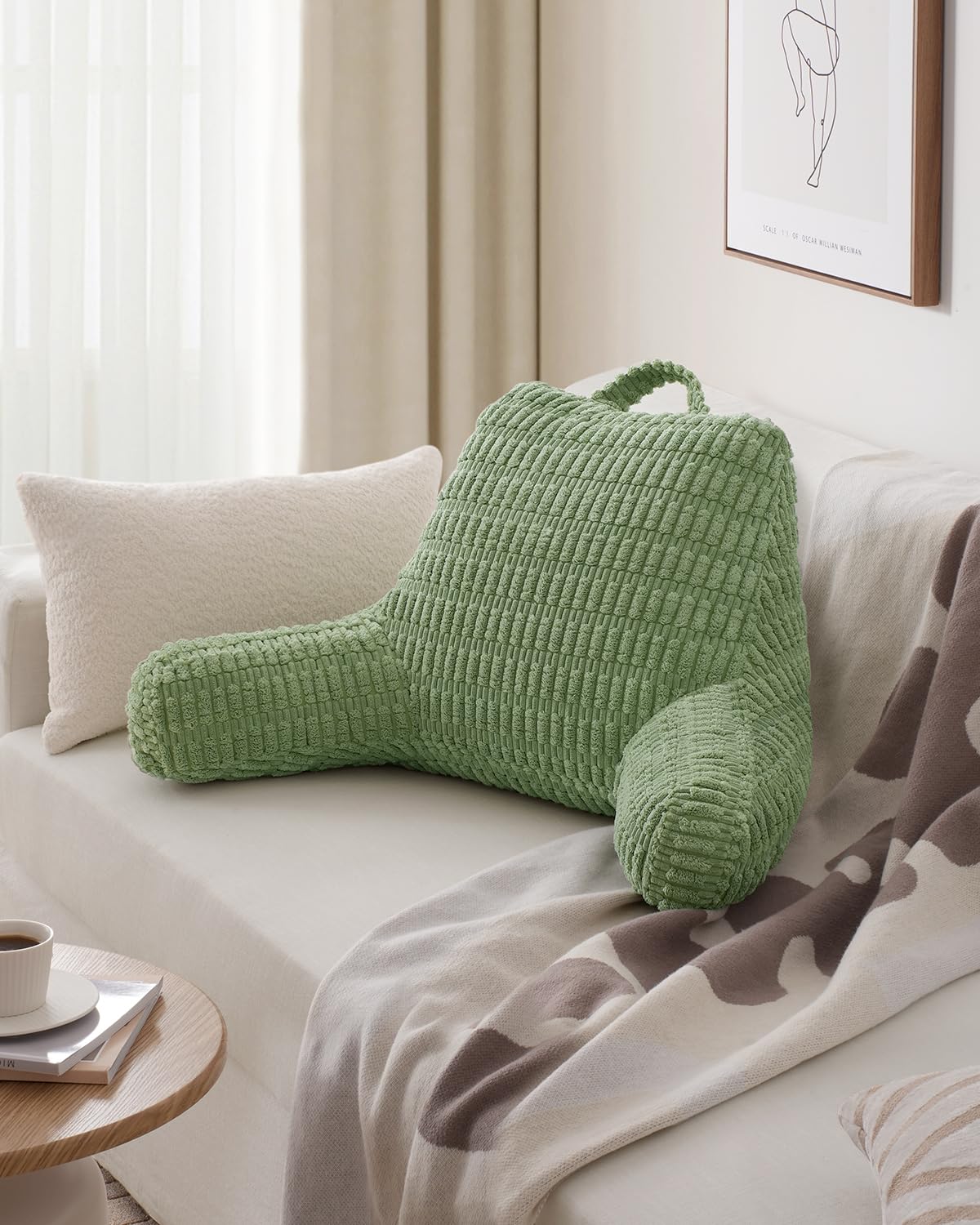 Blissful Diary Reading Pillow sage green color for stylish comfort