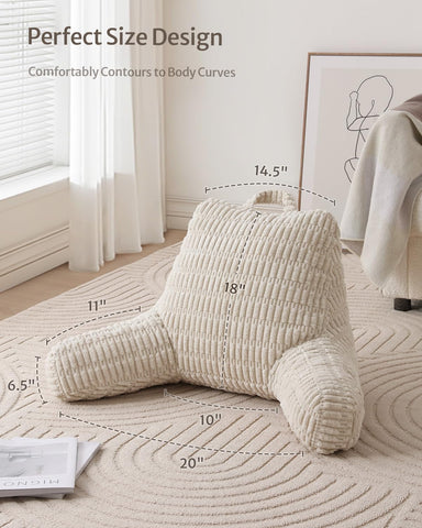 Shredded memory foam core inside Blissful Diary Reading Pillow adapts to posture