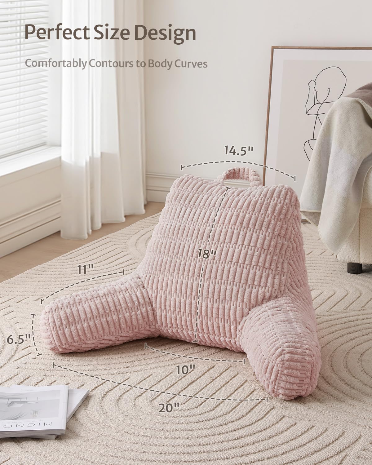 Blissful Diary Reading Pillow side pocket keeps essentials within reach