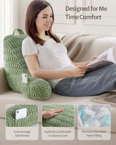 Blissful Diary Reading Pillow side pocket for essentials within reach