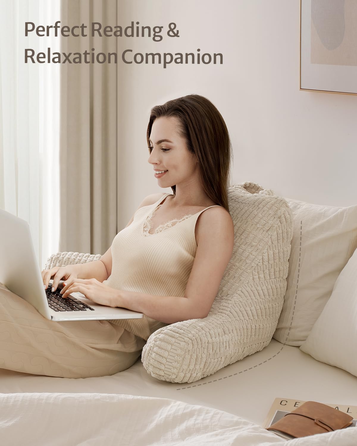 Modern Blissful Diary Reading Pillow in a stylish room setting