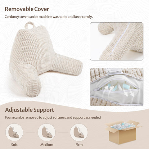 Top handle on Blissful Diary Reading Pillow for portable use