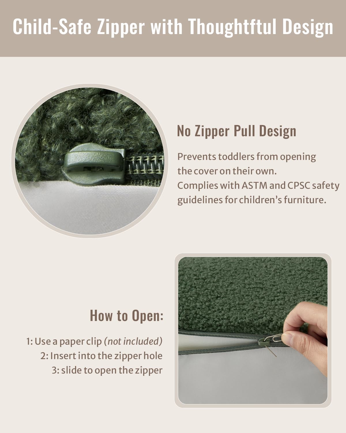 Soft teddy fleece cover is machine washable for easy care