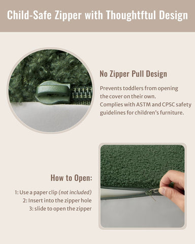 Soft teddy fleece cover is machine washable for easy care