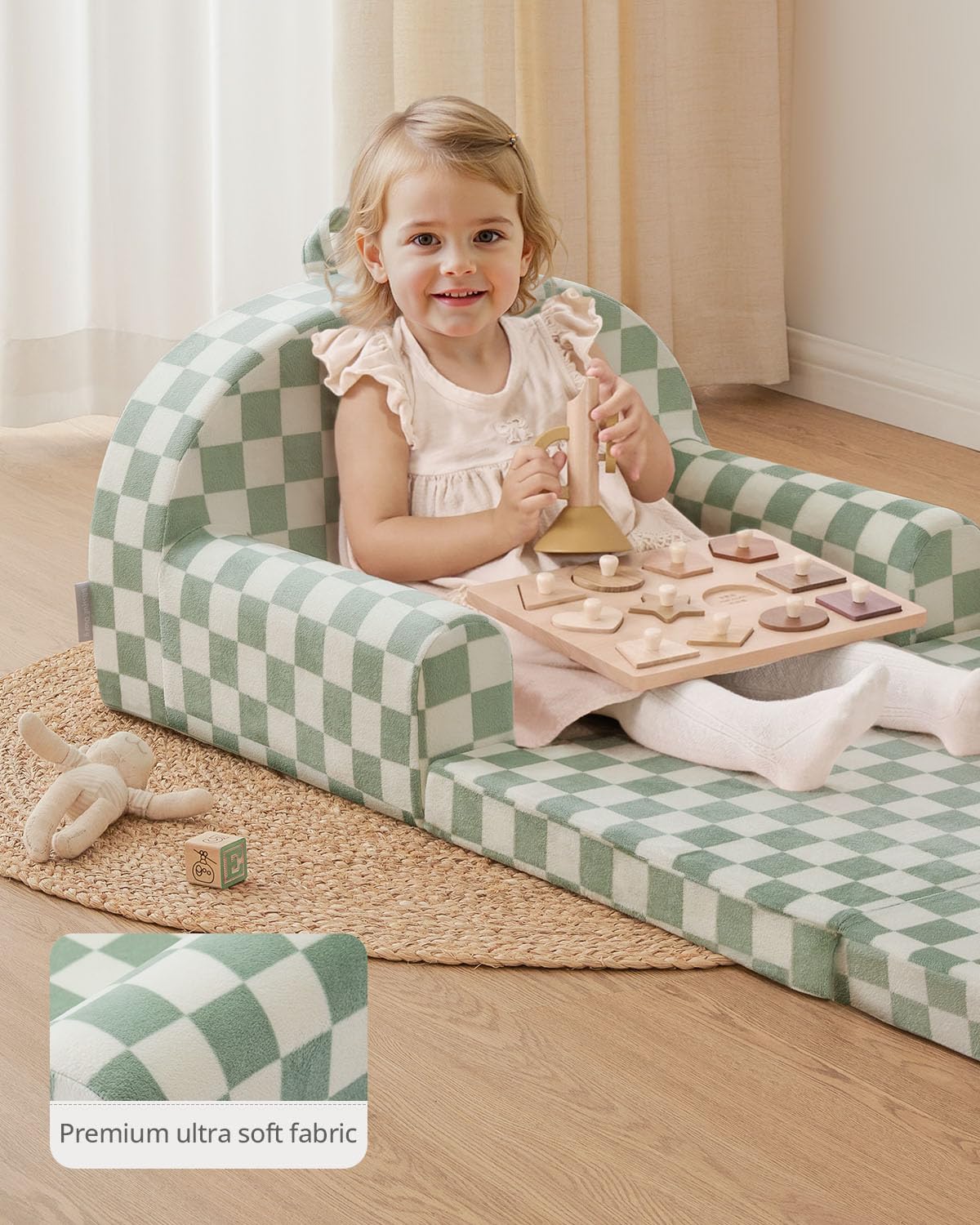 Blissful Diary stable-arm-design keeps the couch steady during play and reading.
