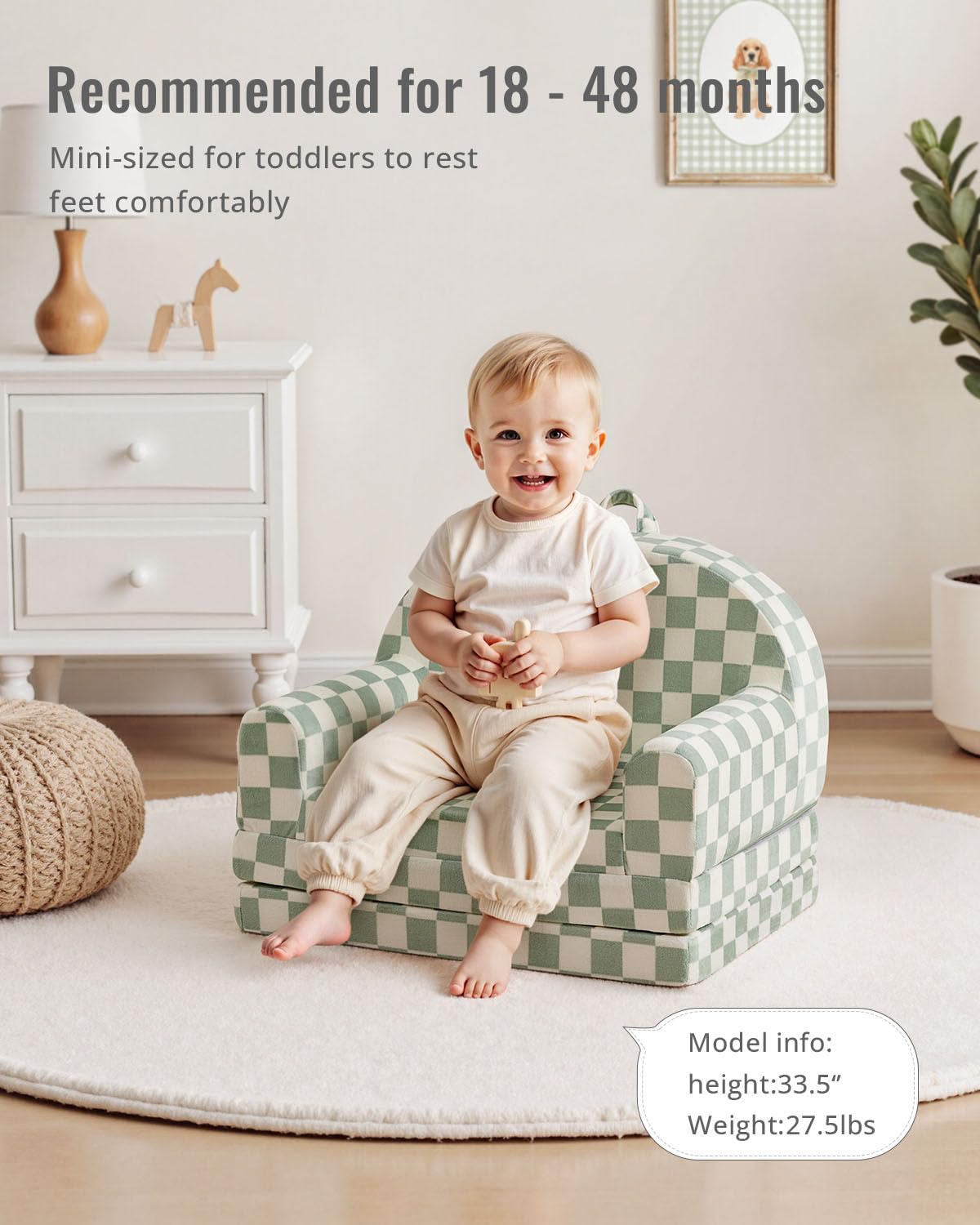 Blissful Diary toddler chair-2in1 showcases quick transformation from chair to lounger.