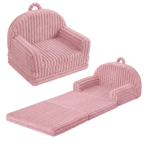 Blissful Diary toddler couch blush pink front view, cozy seating for toddlers