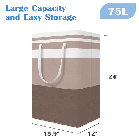 BlissTotes 3-Pack 75L capacity hampers showcase spacious storage for clothes and towels.
