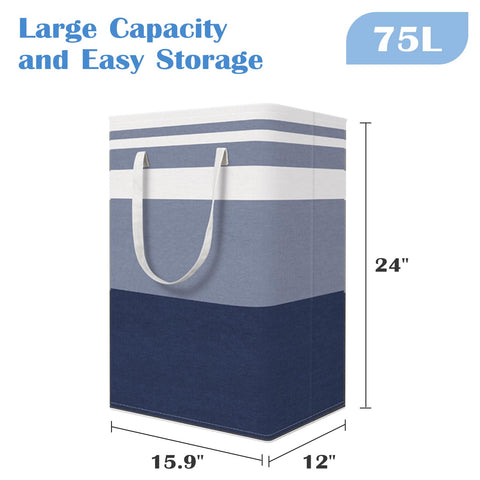 BlissTotes 3-pack laundry basket side view showcases durable double reinforced handles.