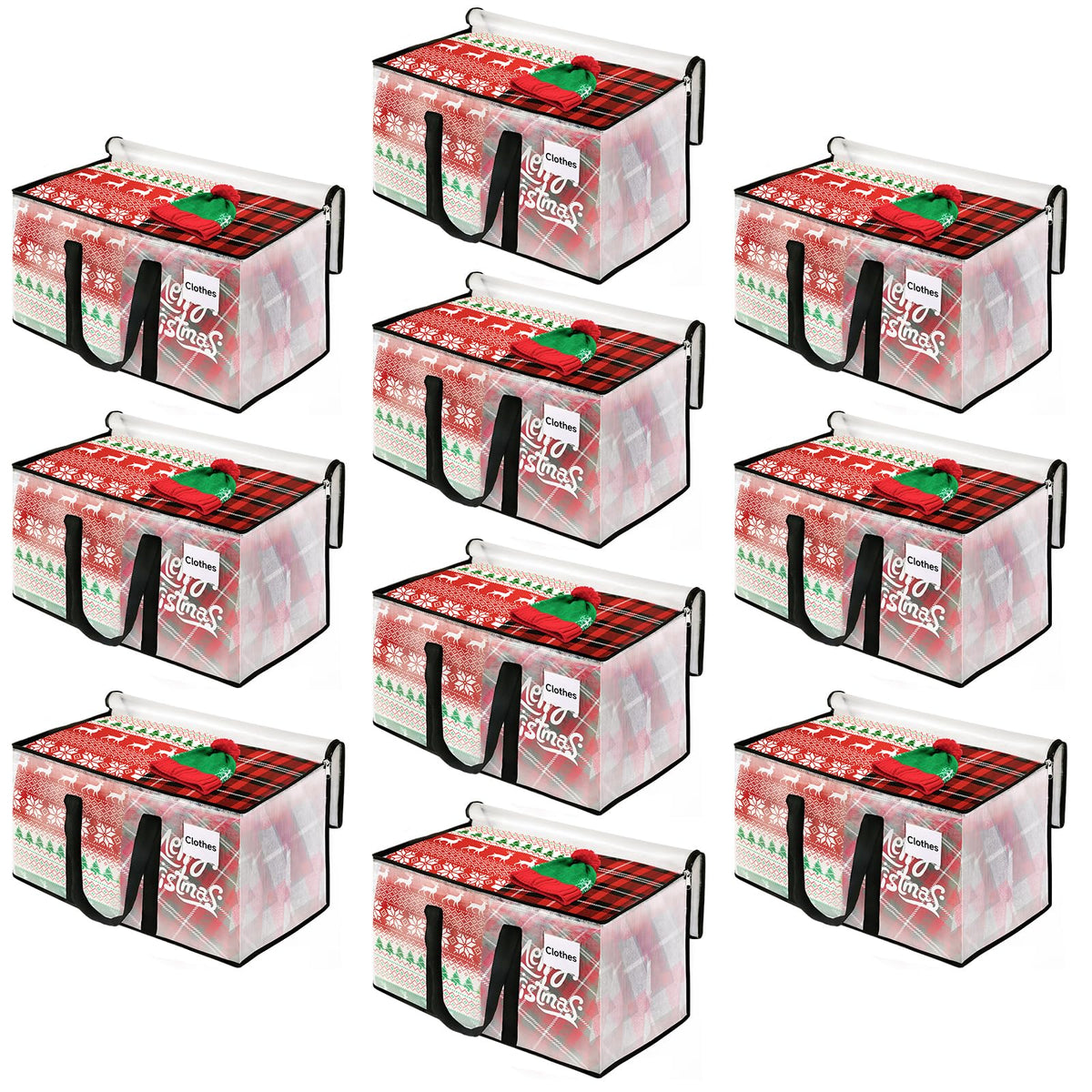 BlissTotes clear moving bag showing contents with 93L capacity.