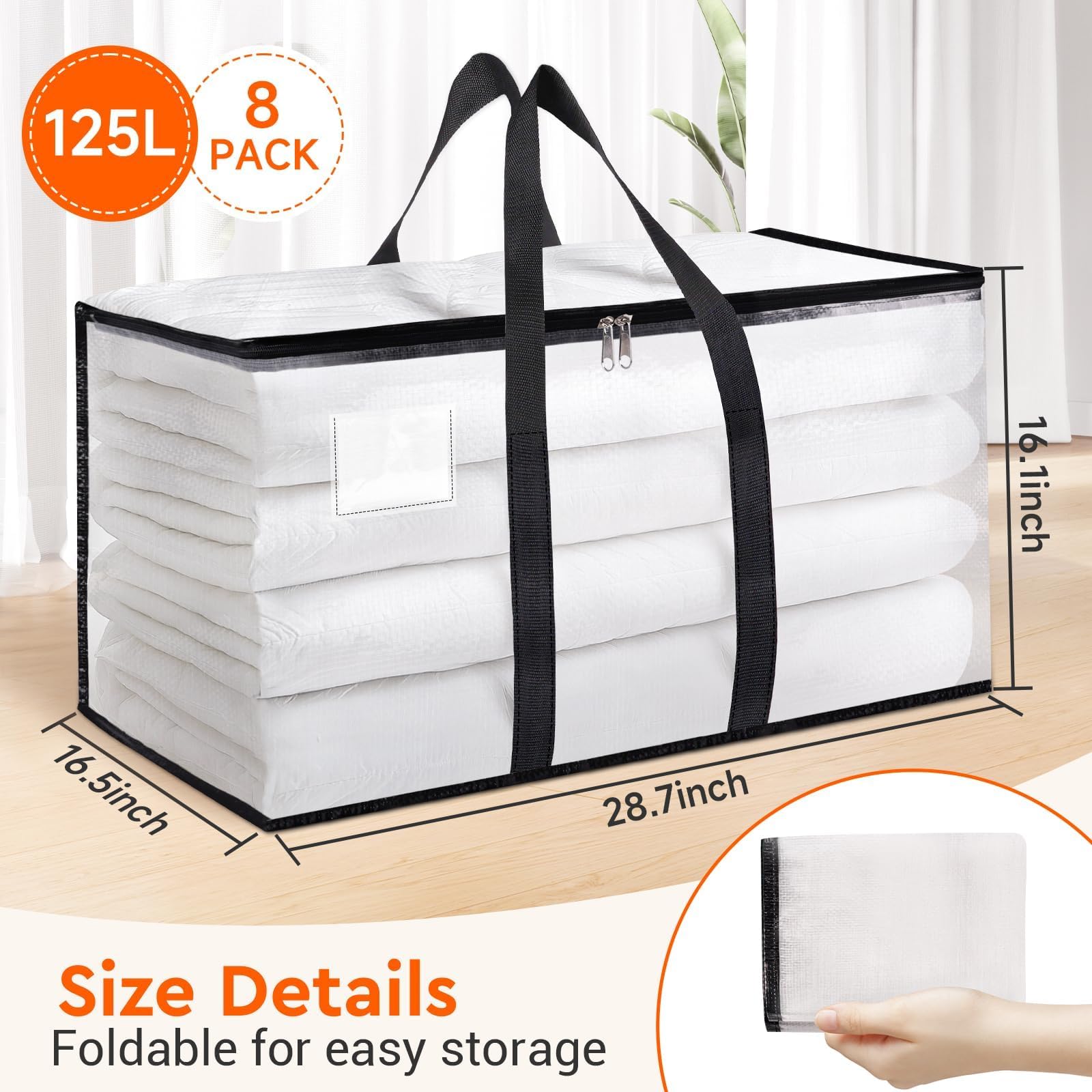 BlissTotes heavy-duty bag with reinforced handles for bulky clothing.