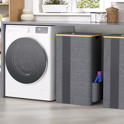 Aesthetic light grey tone complements modern bedrooms and laundry spaces.