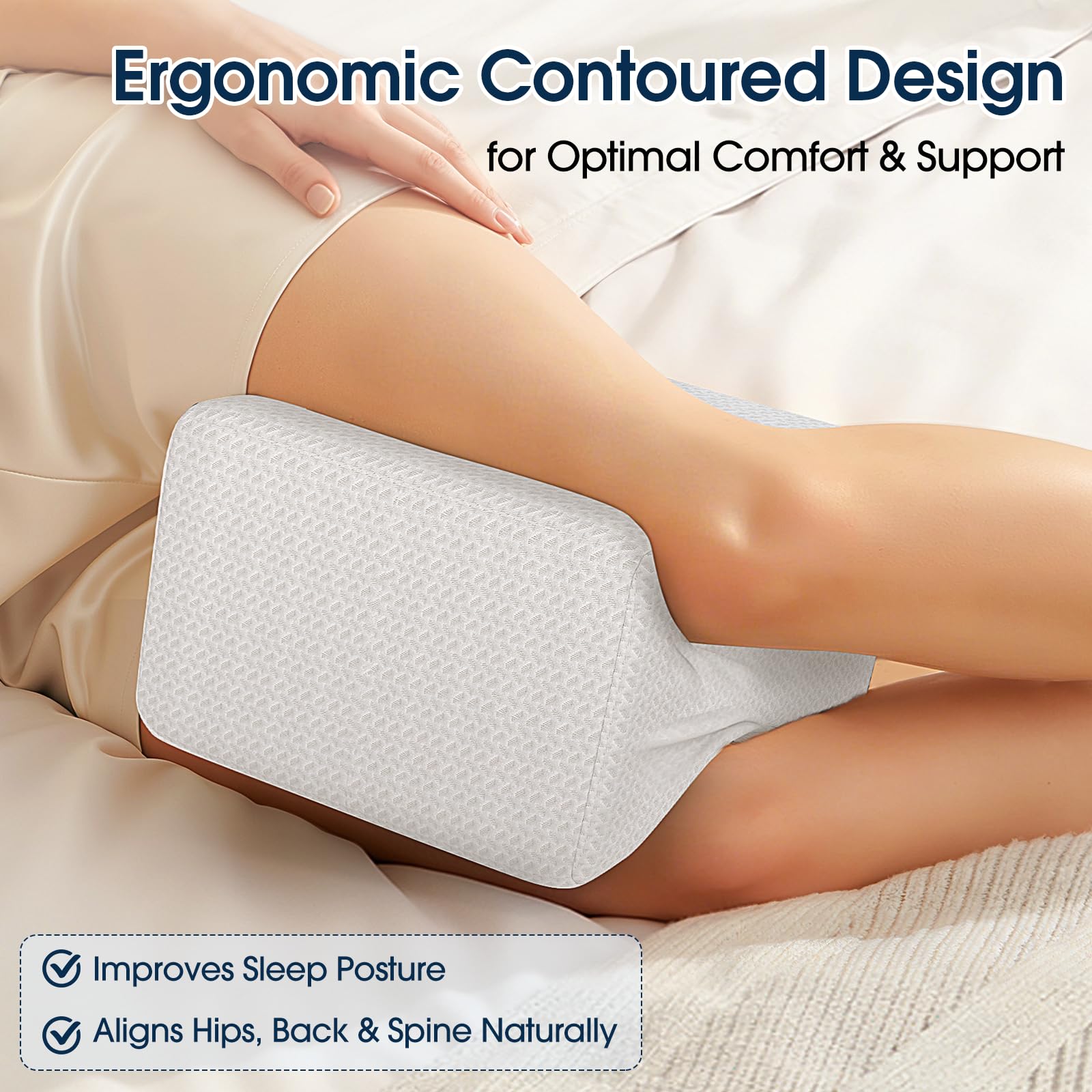 BlissTrends Knee Pillow dimensions 10x7.9x5.7 inches fits between legs.