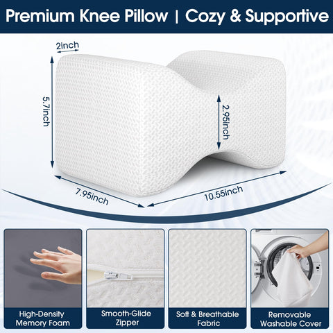 BlissTrends Knee Pillow side sleep position demonstrates between-knee support for better posture.