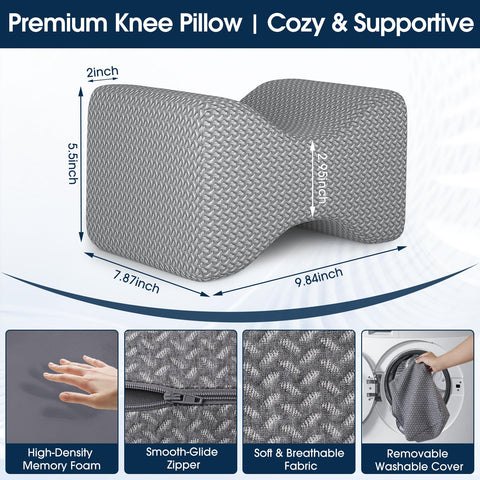 BlissTrends knee pillow with ergonomic design keeps knees aligned and in place.