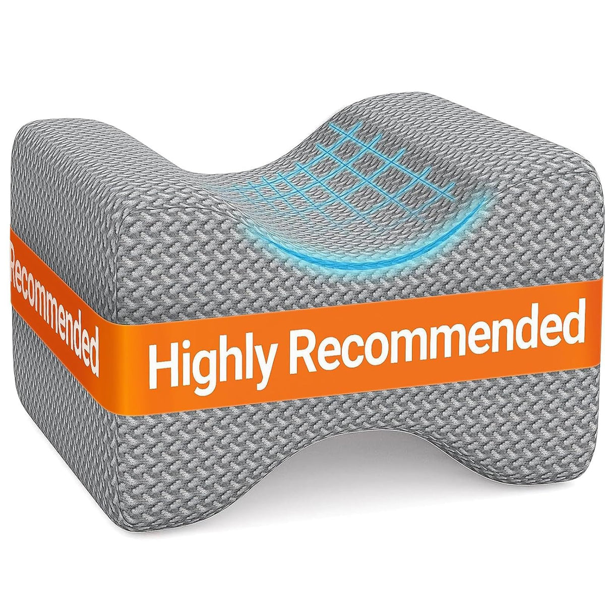 BlissTrends memory foam knee pillow for side sleepers supports spinal alignment.