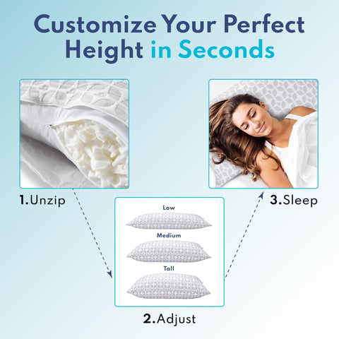 BLISSY cooling gel pillow with air layer for cooler sleep.