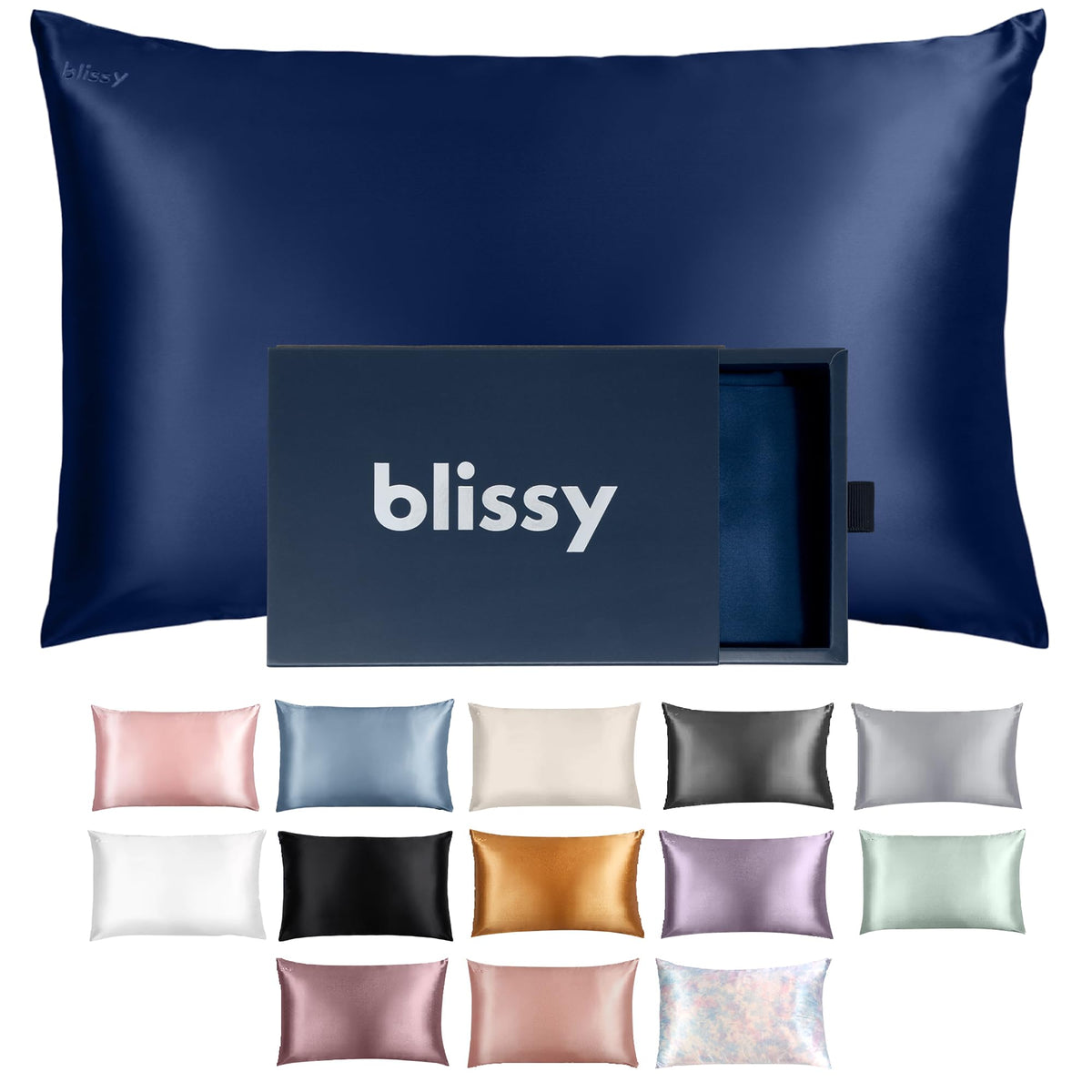 Blissy silk pillowcase close-up showing 22 momme fabric for durable luxury