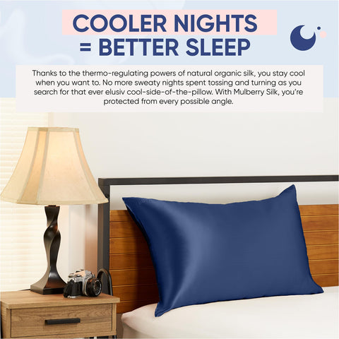 Blue pillowcase on a stylish bed setup for a serene night