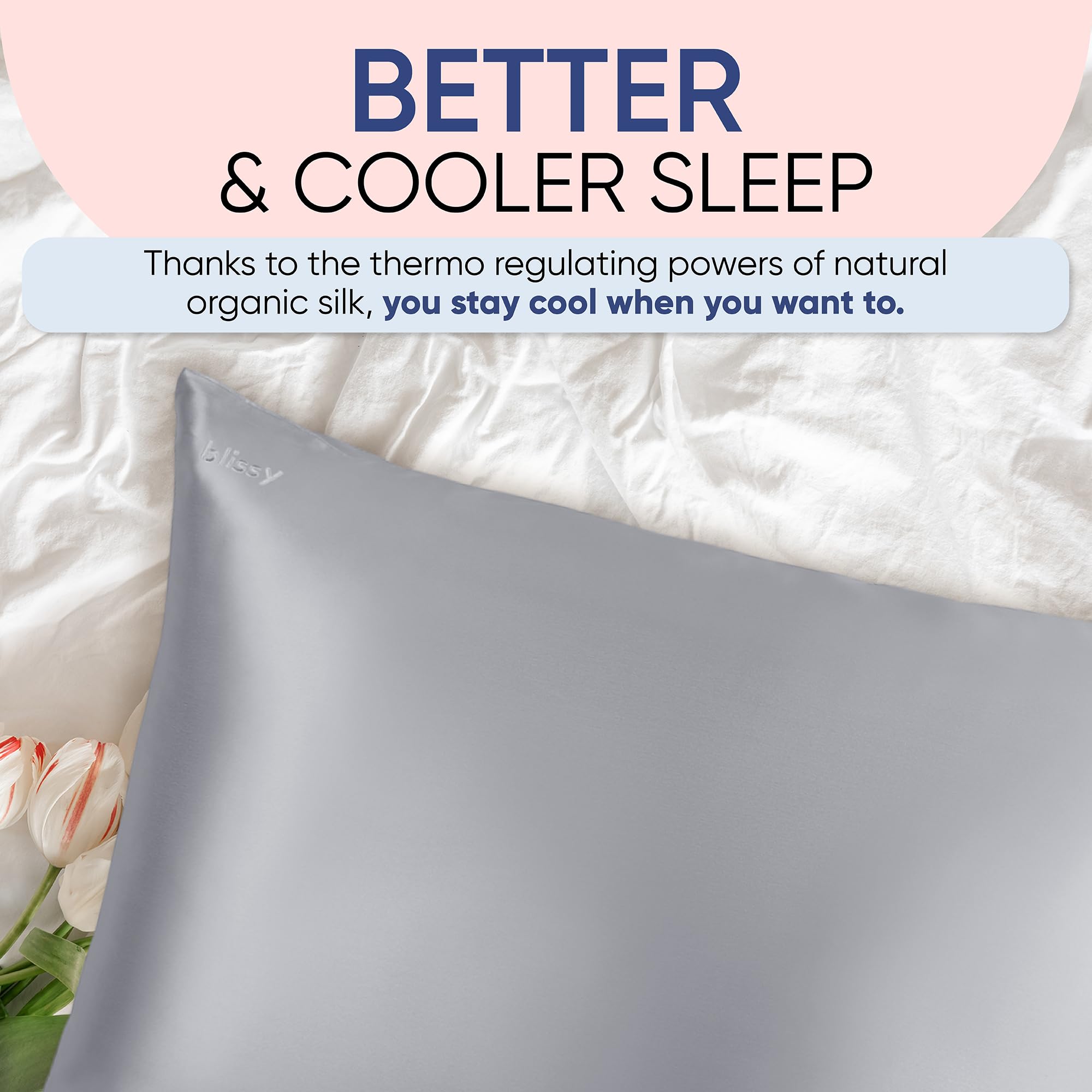 Blissy silk pillowcase care-ready surface supports long-lasting luxury.
