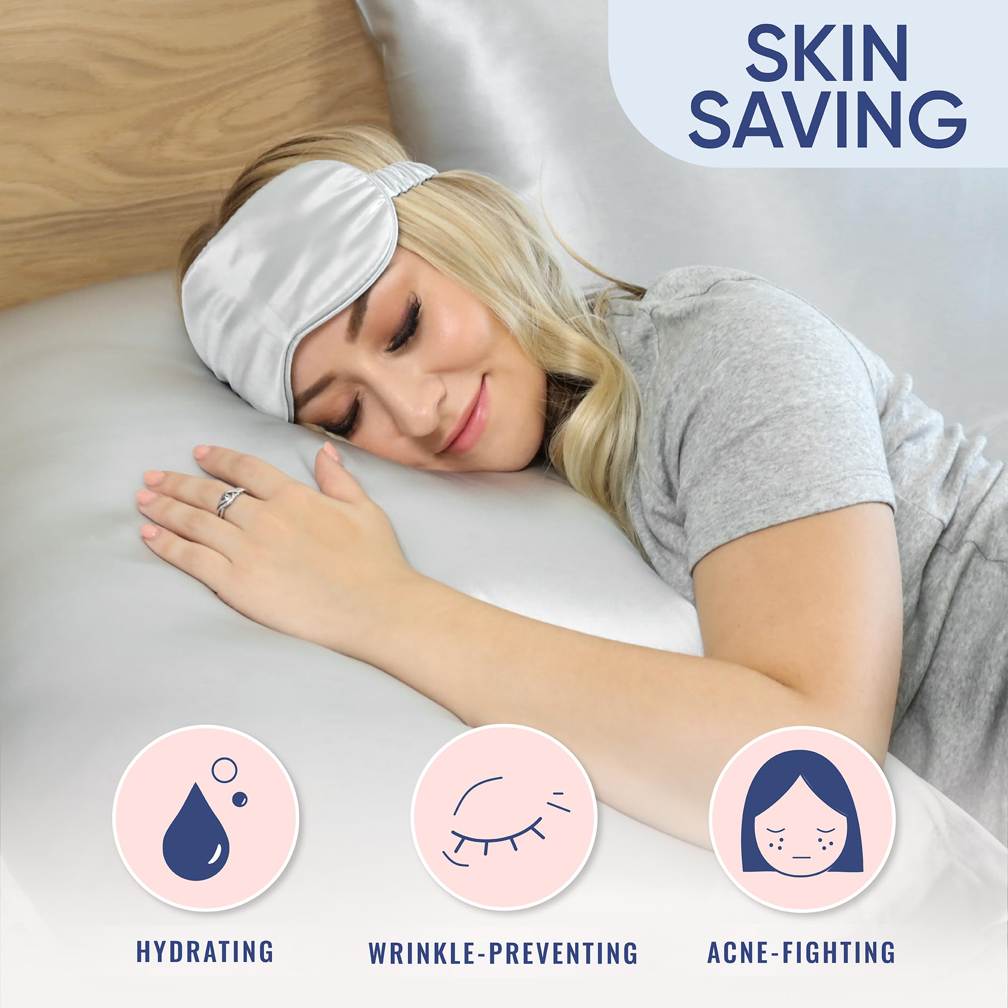 BLISSY Silk Pillowcase cooling-angle shot demonstrates temperature regulation for cooler nights.