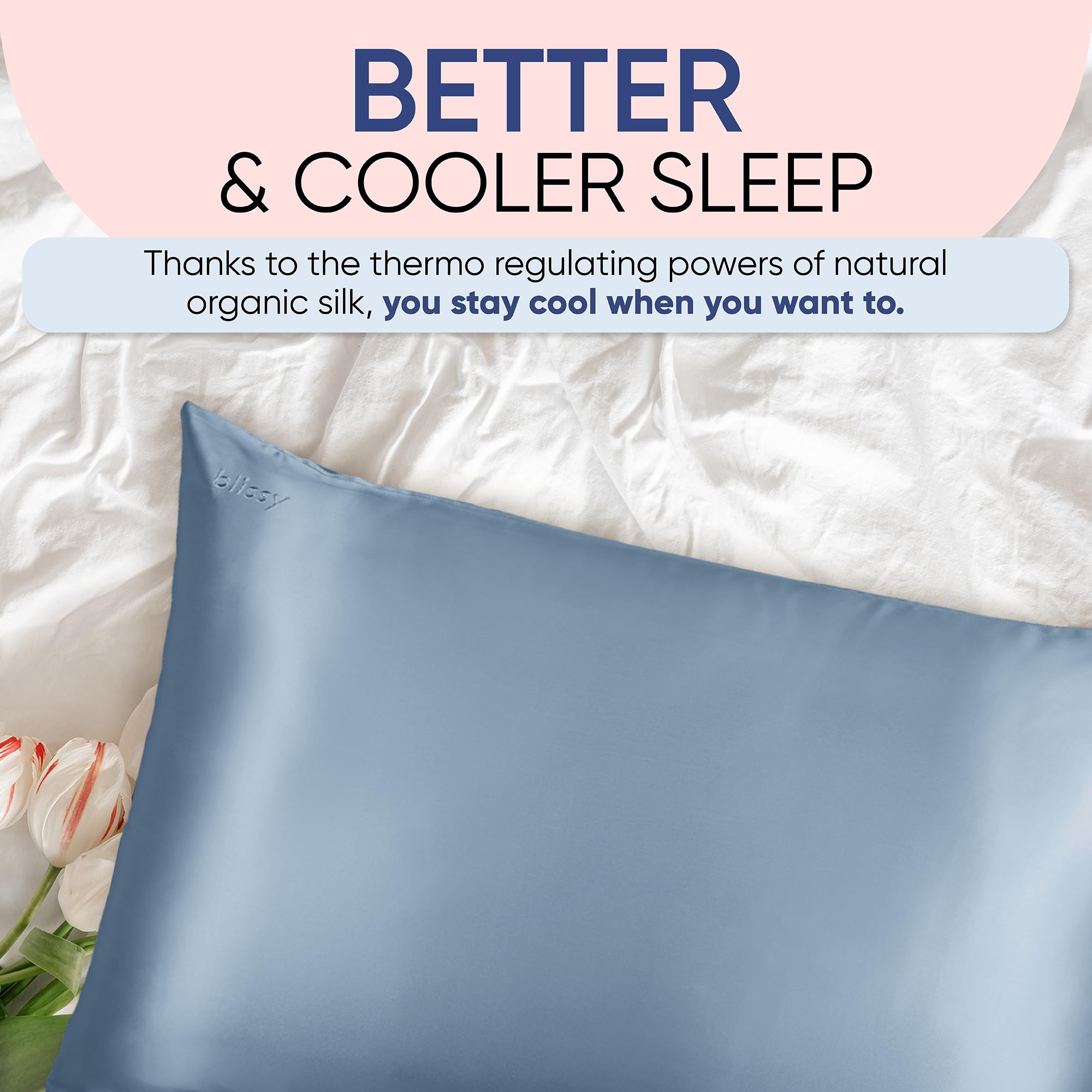 Blissy silk pillowcase packaging indicates premium quality and gift-ready presentation