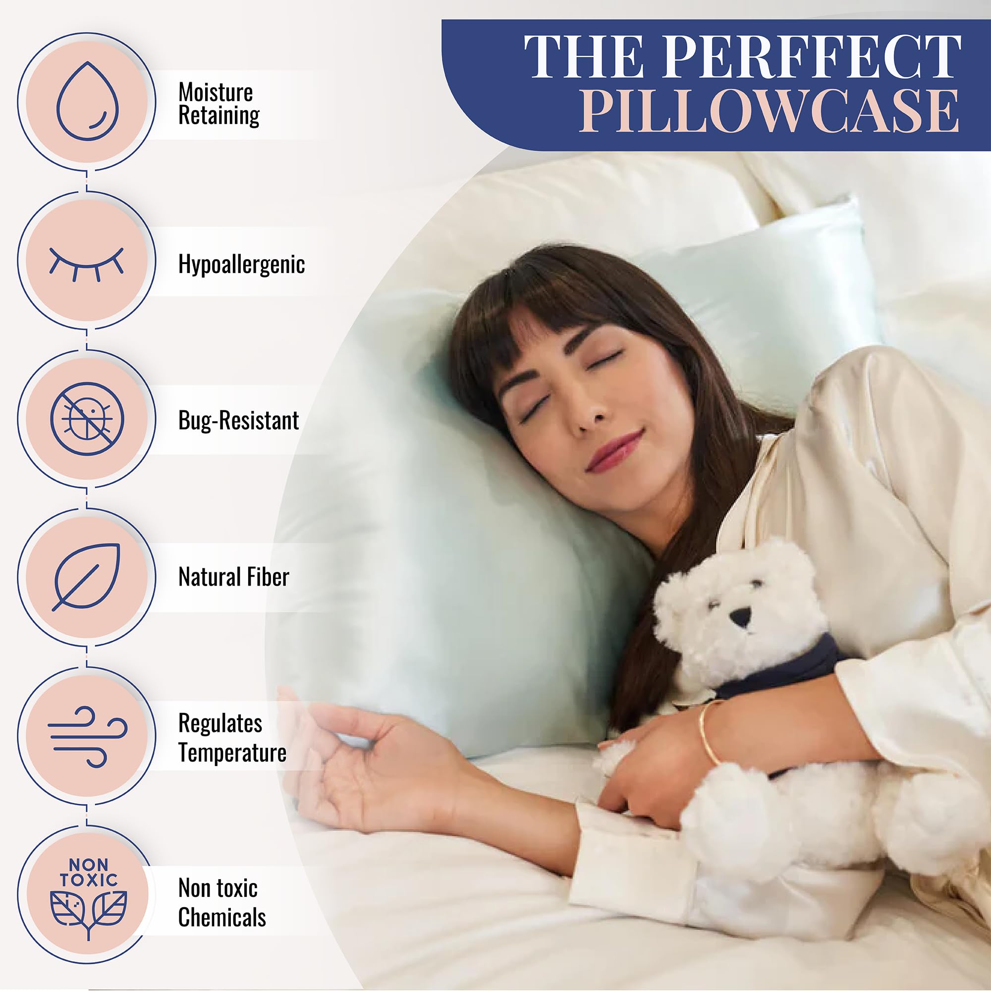 Blissy silk pillowcase packaging highlights premium quality and branding