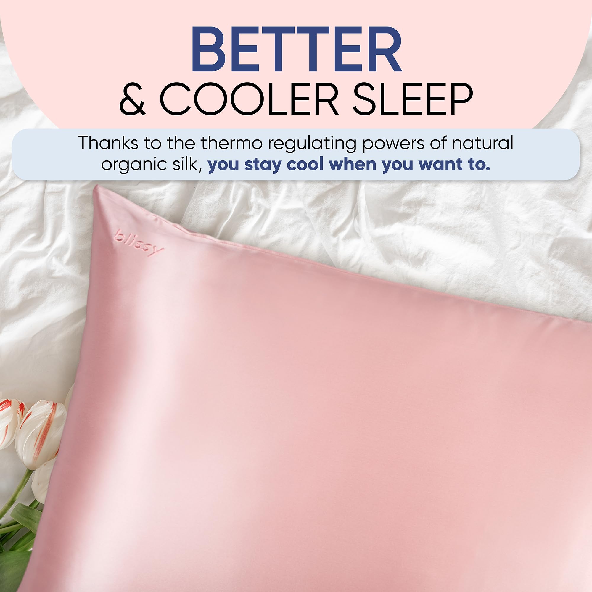 Blissy silk pillowcase in pink color suitable for king bed setup