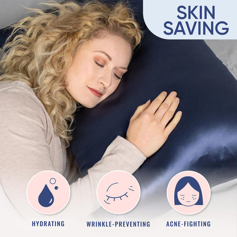 Blissy silk pillowcase surface helps maintain natural skin oils during the night