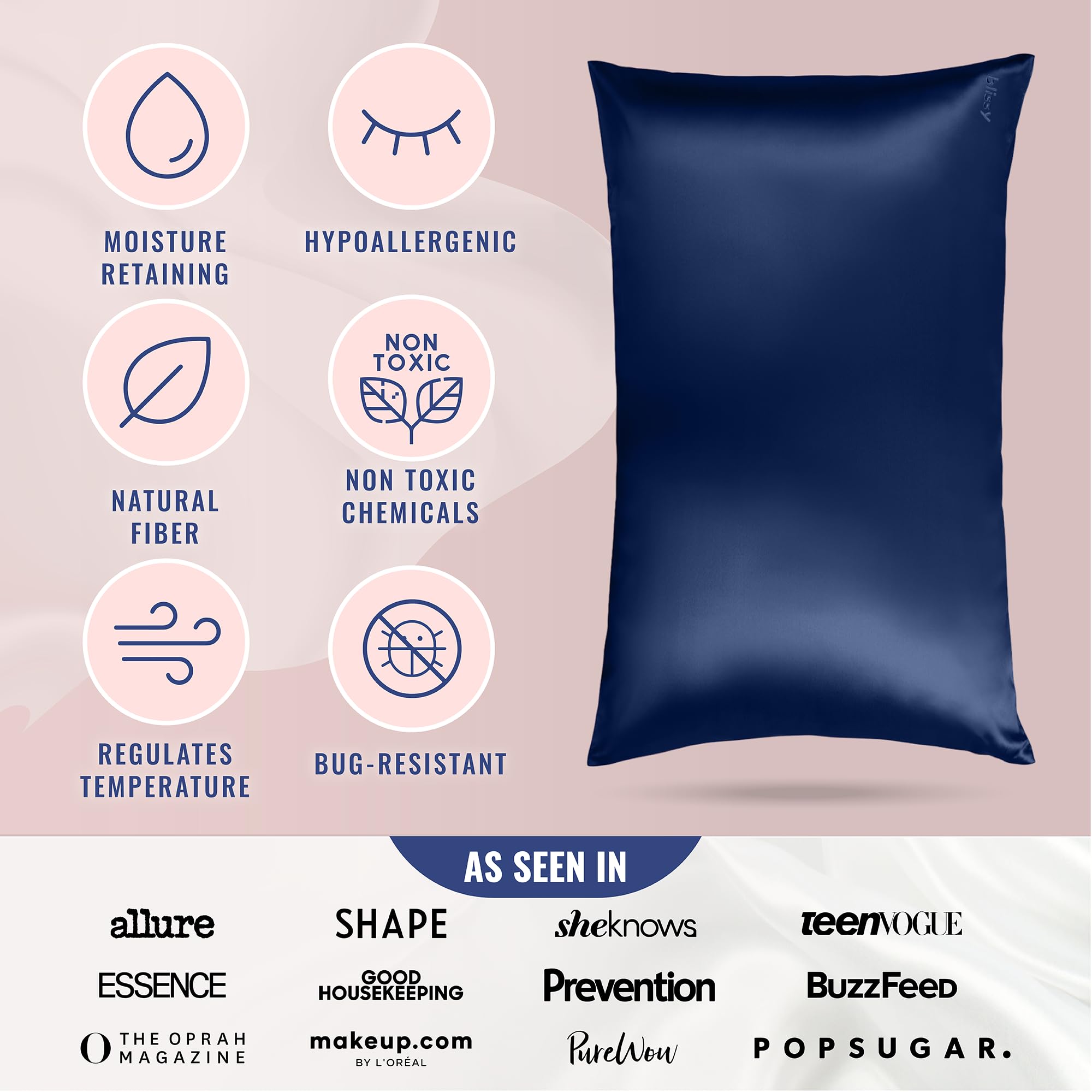 Blissy silk pillowcase offers temperature regulation for cooler, more comfortable nights